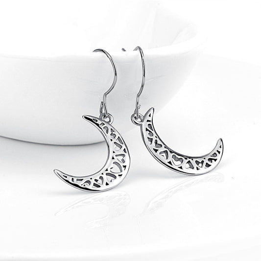 925 Sterling Silver Jewelry Moon Love Earrings