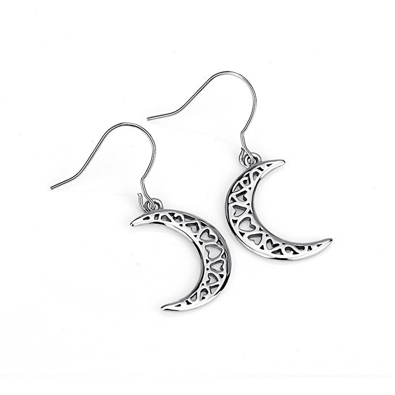 925 Sterling Silver Jewelry Moon Love Earrings